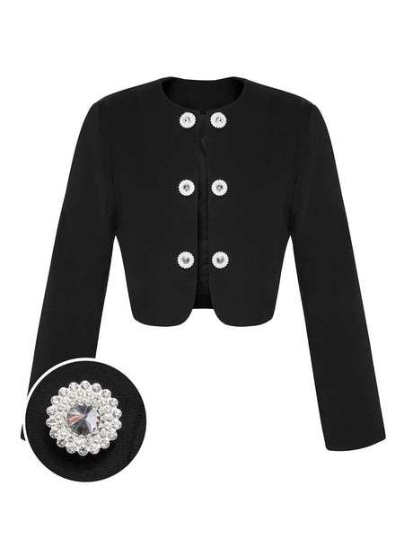 Black 1950s Fragrant Short Button Jacket