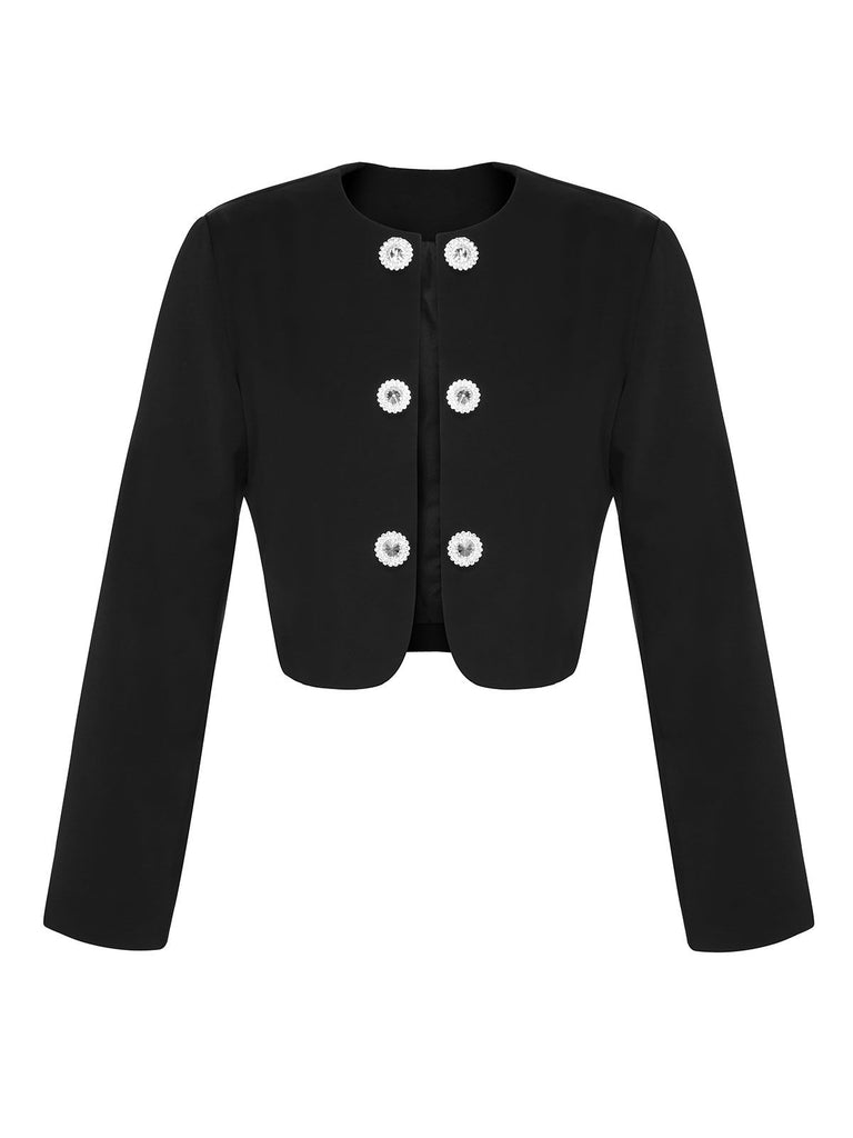 Black 1950s Fragrant Short Button Jacket