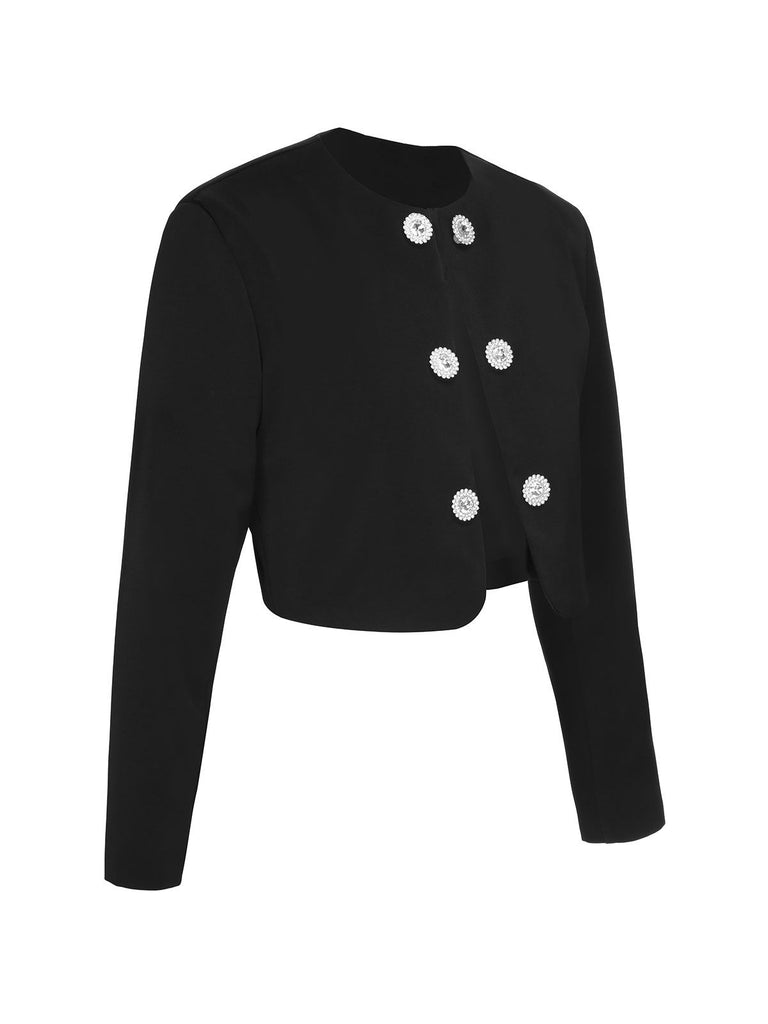 Black 1950s Fragrant Short Button Jacket