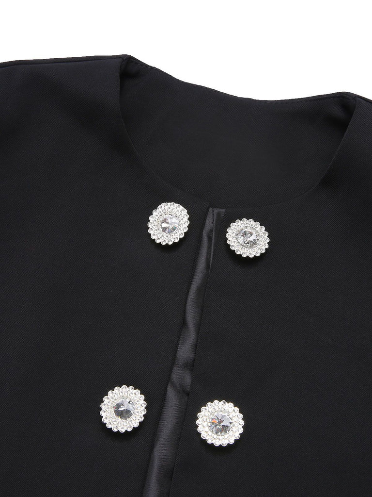 Black 1950s Fragrant Short Button Jacket