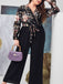 [Plus Size] Black 1930s High-Waist Straight Belted Jumpsuit