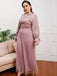 [Plus Size] Pink 1930s Ruffled Mesh Long Sleeves Diamond Jumpsuit
