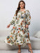 [Plus Size] 1930s Floral V-Neck Lantern Maxi Dress