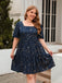 [Plus Size] 1950s Hot Stamping Stars Square Neck Dress