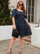 [Plus Size] 1950s Hot Stamping Stars Square Neck Dress