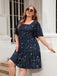 [Plus Size] 1950s Hot Stamping Stars Square Neck Dress