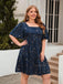 [Plus Size] 1950s Hot Stamping Stars Square Neck Dress