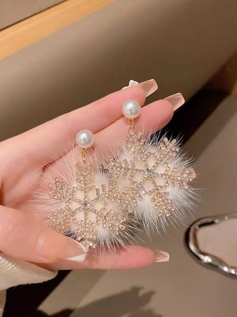 Christmas Snowflake Diamond 3D Earrings