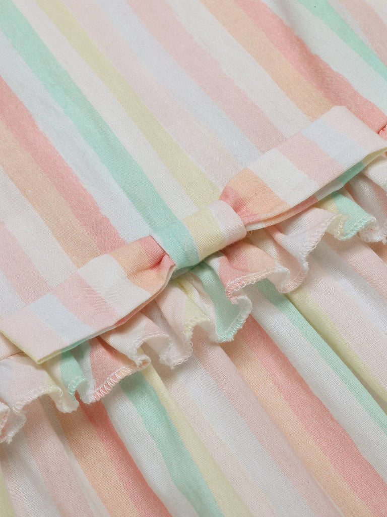 Multicolor 1950s Spaghetti Strap Striped Dress
