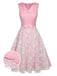 Pale Pink 1950s Solid Lace Patchwork Dress