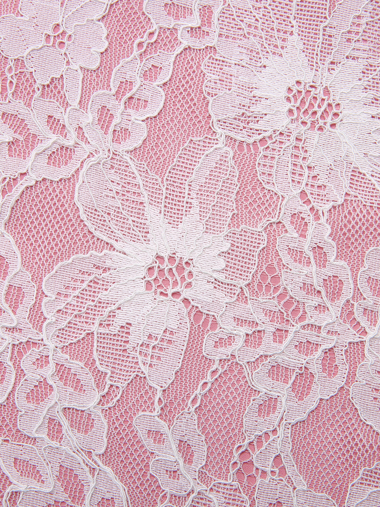 Pale Pink 1950s Solid Lace Patchwork Dress