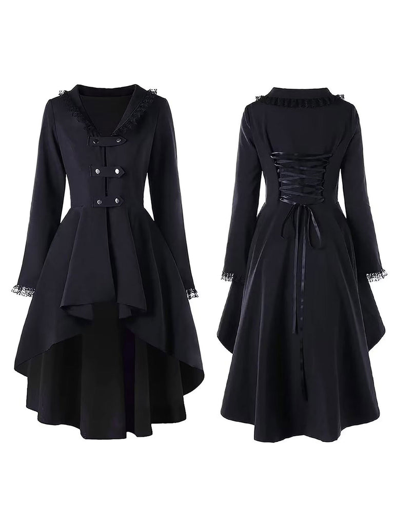 1960s Lace Buttoned Irregular Hem Coat