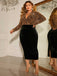 [Plus Size] Black 1960s V-Neck Sequined Patchwork Dress
