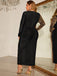 [Plus Size] Black & Gold 1960s V-Neck Sequined Patchwork Dress