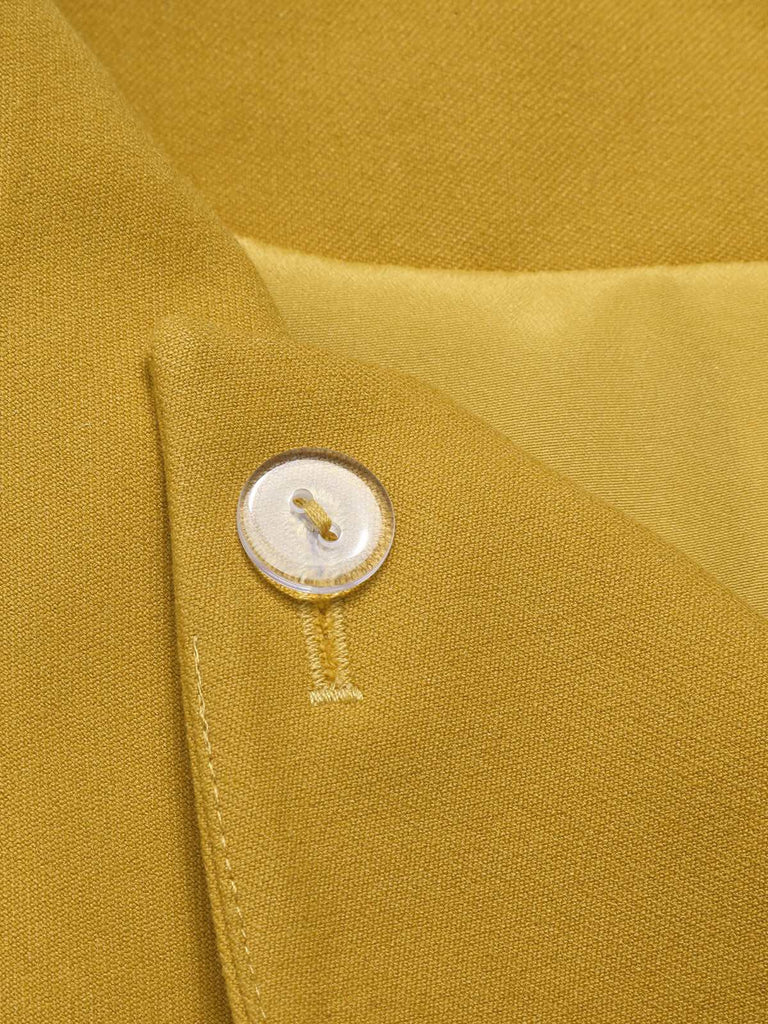 Yellow 1950s Solid Button Short Coat