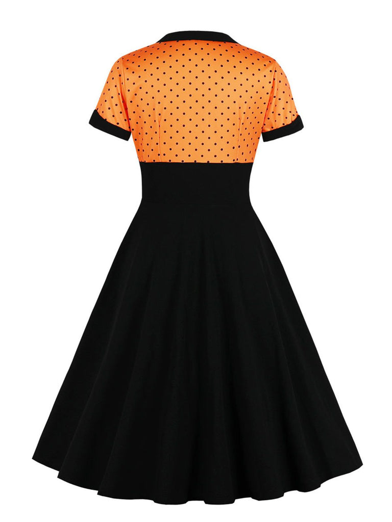 [Plus Size] 1950s Square Neck Polka Dot Dress