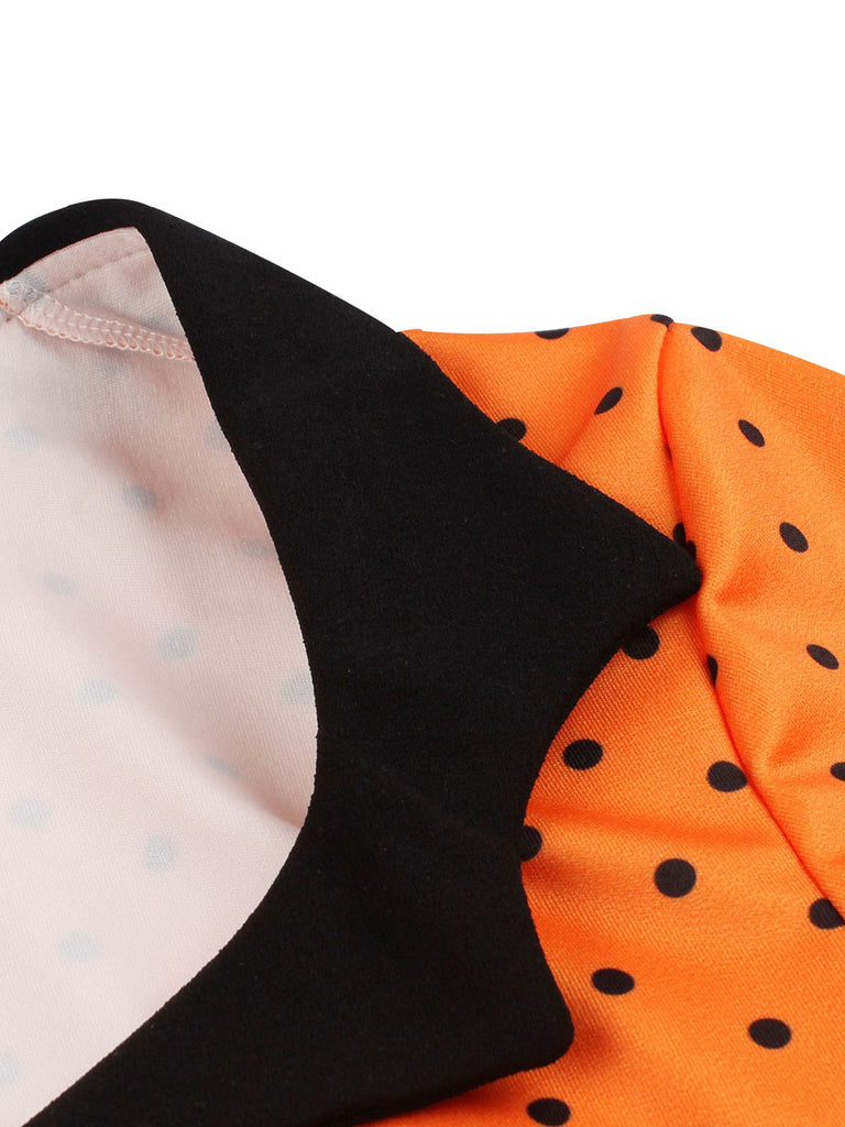 [Plus Size] 1950s Square Neck Polka Dot Dress
