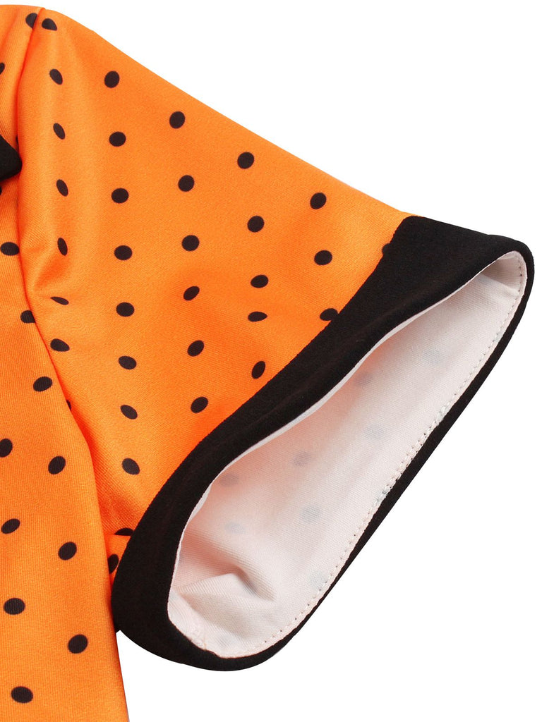 [Plus Size] 1950s Square Neck Polka Dot Dress
