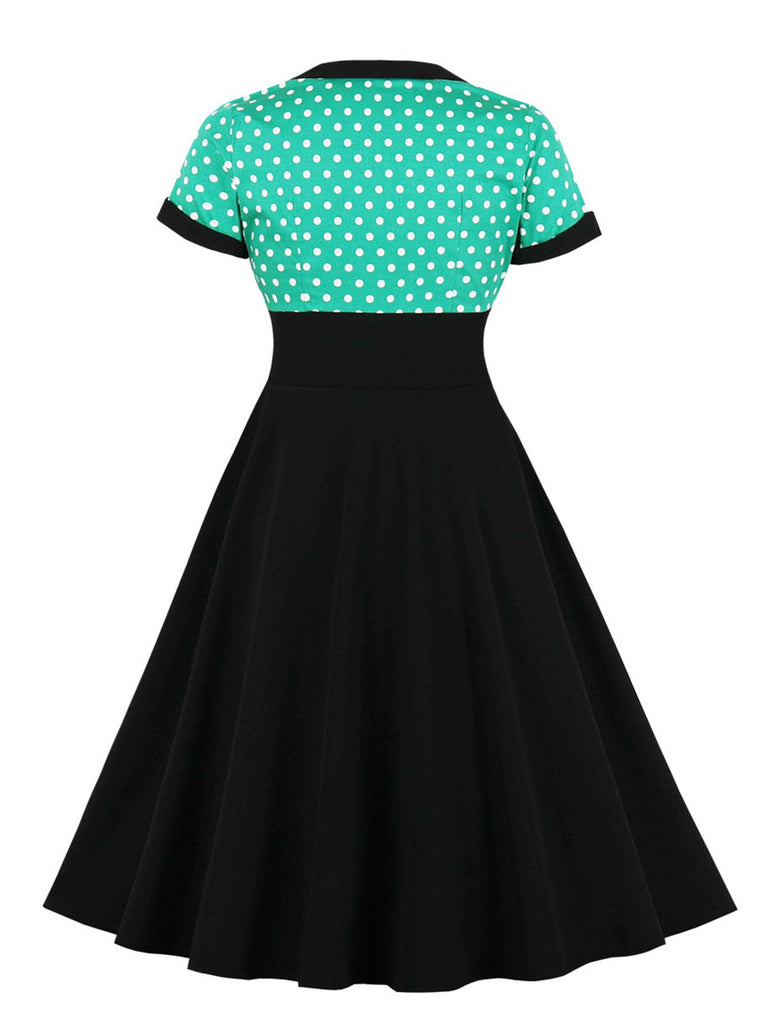 [Plus Size] 1950s Square Neck Polka Dot Dress