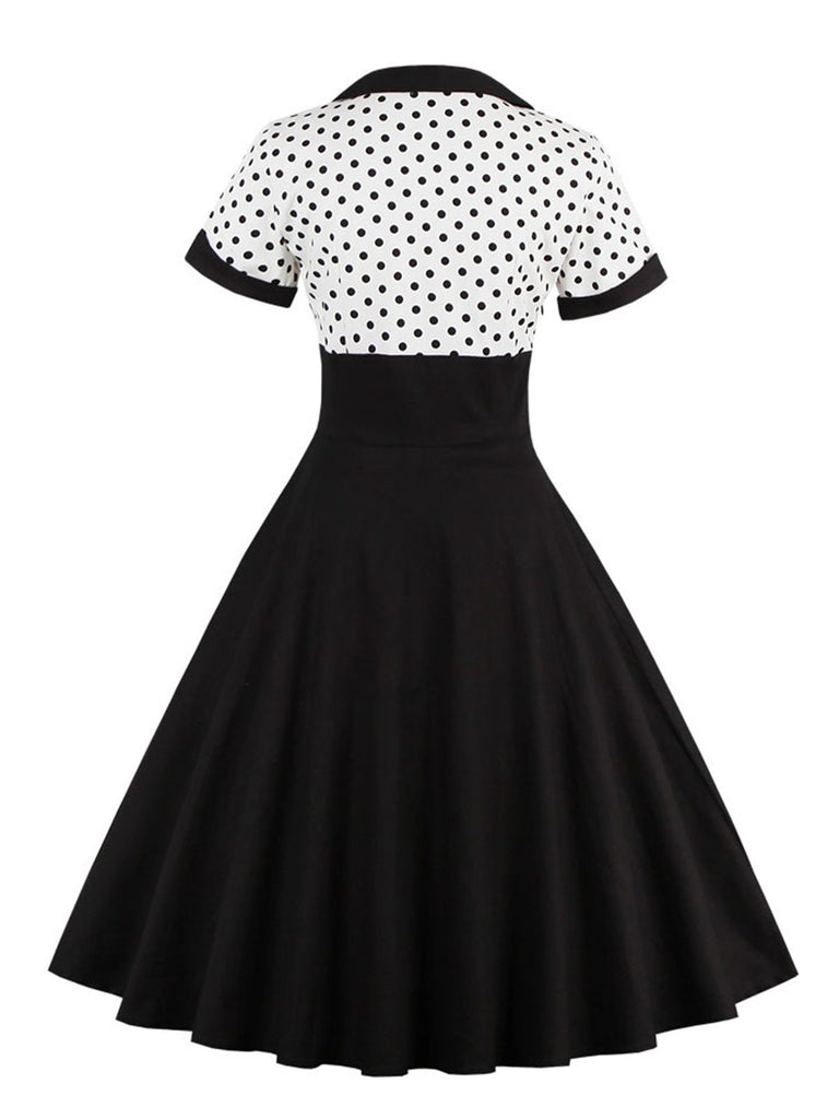 [Plus Size] 1950s Square Neck Polka Dot Dress