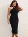 [Plus Size] Black 1960s Cross Halter Dress