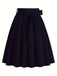 1940s Solid Waist Tie A-Line Skirt