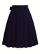 1940s Solid Waist Tie A-Line Skirt