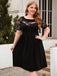 [Plus Size] 1940s Hollow Lace Solid Dress