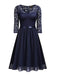 1950s V-Neck Lace Tucked-In Waist Dress