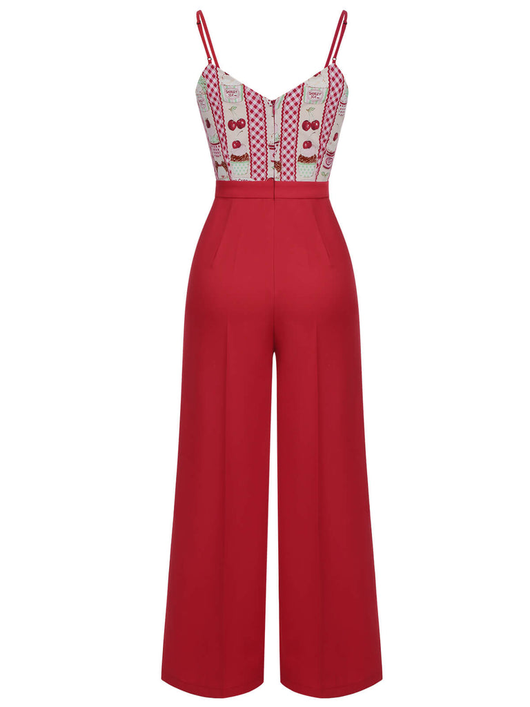 Red 1930s Cherry Cupcake Strap Jumpsuit