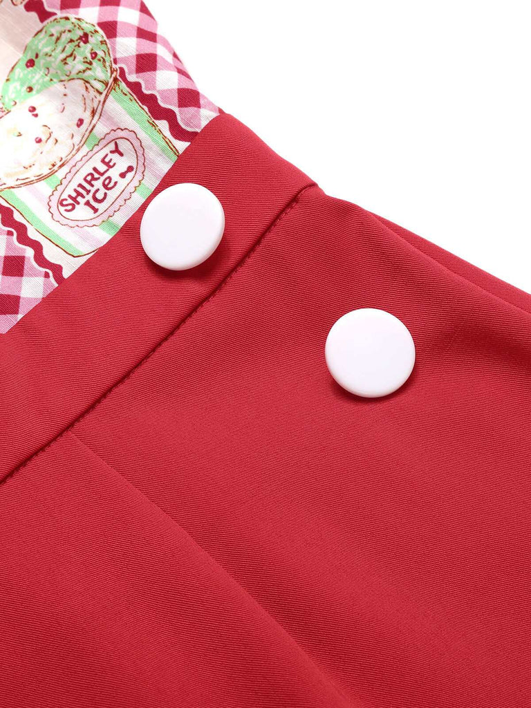Red 1930s Cherry Cupcake Strap Jumpsuit