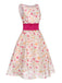 1950s Boat Neck Tulip Button Sleeveless Dress