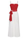 Red 1950s Polka Dot Spaghetti Strap Jumpsuit