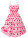 ‍Pink 1950s Cherry Spaghetti Strap Dress (65% off)