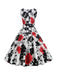 1950s V-Neck Floral Sleeveless Dress