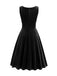 1950s Solid V-Neck Pleated Velvet Dress