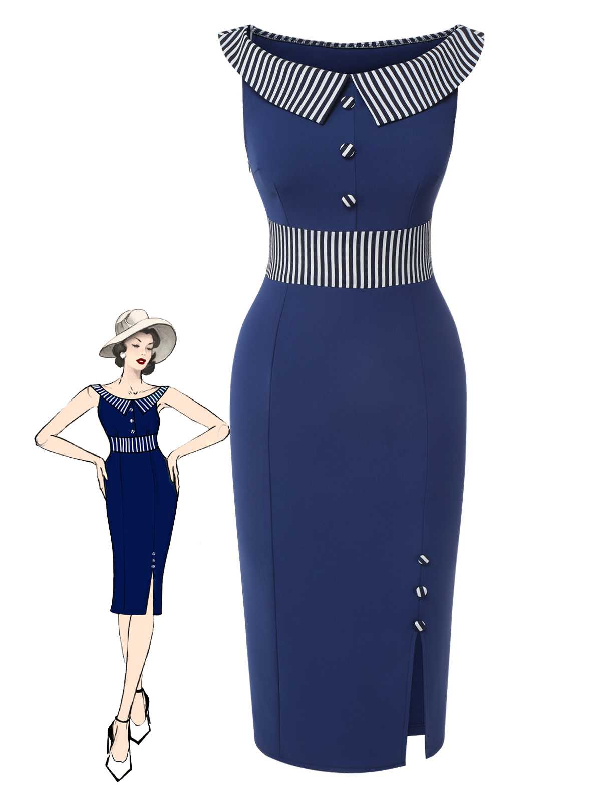 アトリエピエロ　ネイビー　classical dot stripe dress アトリエピエロ ネイビー classical dot stripe dress ATELIER PIERROT