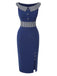 Dark Blue 1960s Buttoned Stripes Dress