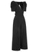 1930s Solid Deep V Puff Sleeves Jumpsuit