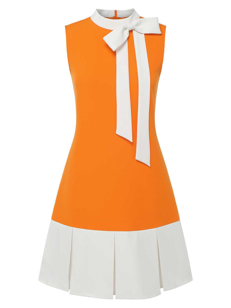 Green 1960s Crew Bowknot Sleeveless Dress