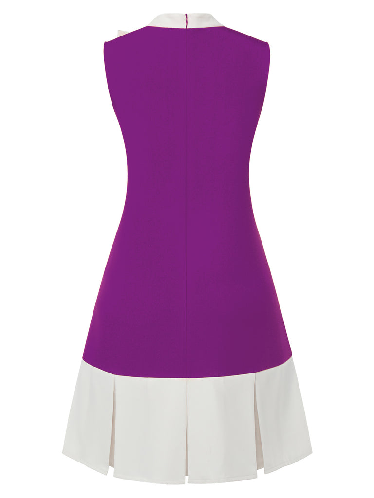 Orange 1960s Crew Bowknot Sleeveless Dress