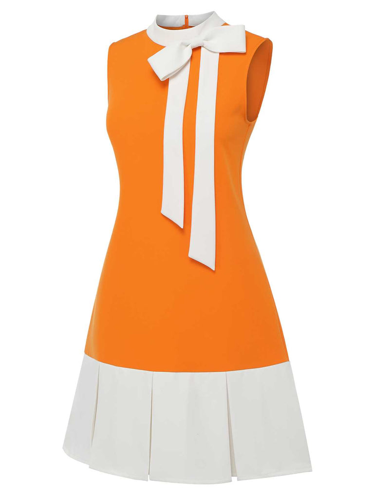 Green 1960s Crew Bowknot Sleeveless Dress