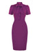 1960s Solid Tie Collar Pencil Dress