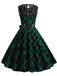 Green & Black 1950s Plaid Lace Patchwork Dress