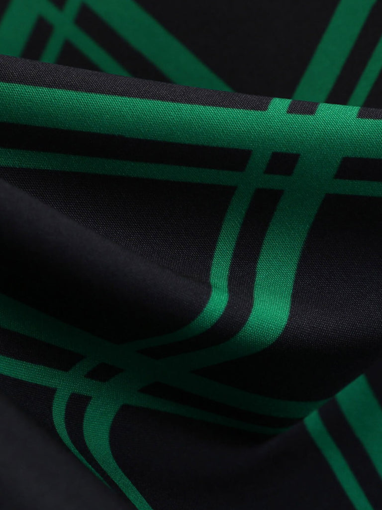 Green & Black 1950s Plaid Lace Patchwork Dress