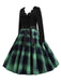 1950s V-Neck Long Sleeves Plaid Swing Dress