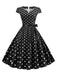 1950s Cap Sleeve Polka Dot Belted Dress