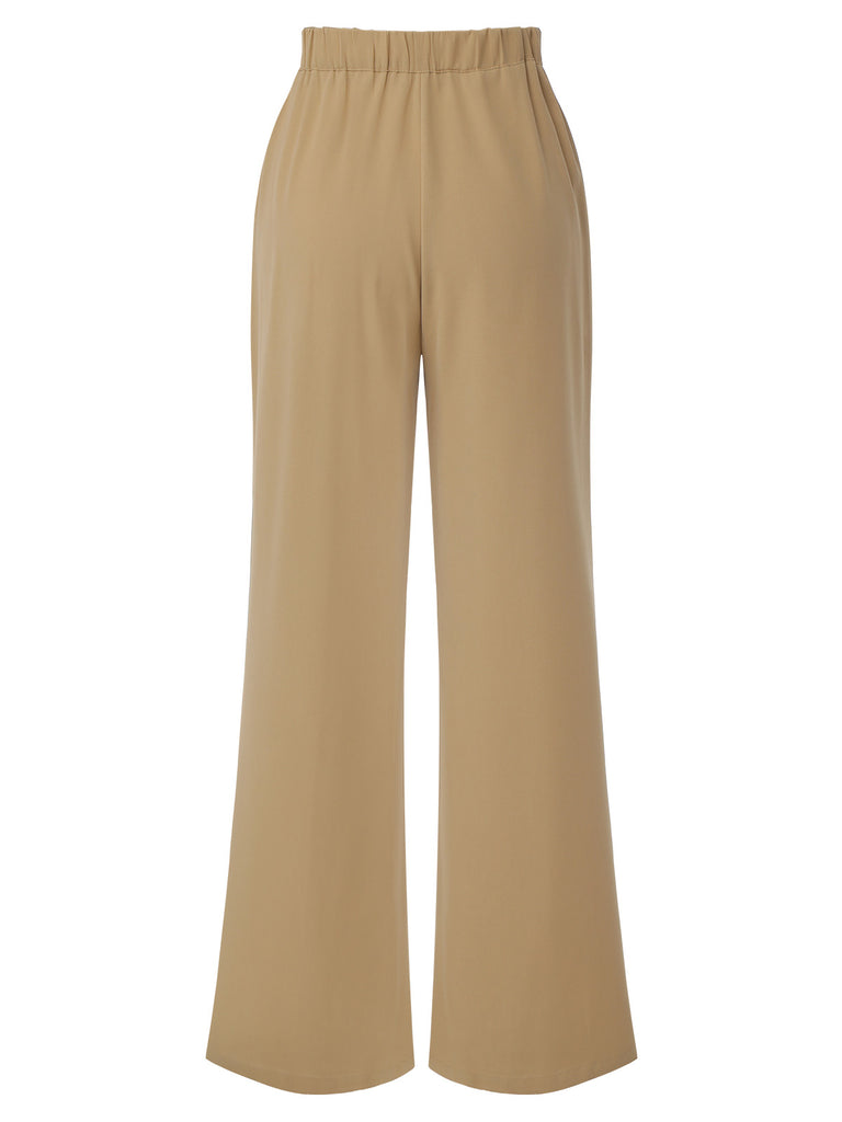 Khaki 1940s High Waist Wide Leg Pants