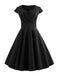 1950s Solid Heart Neck Short Sleeve Dress