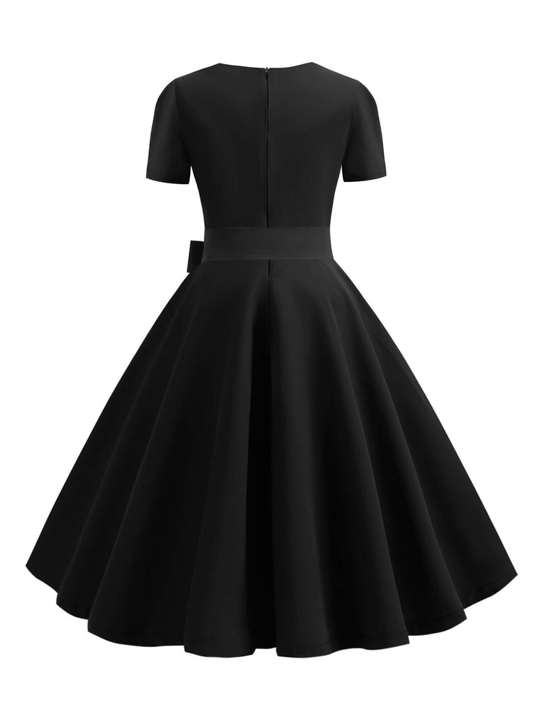 1950s Square Neck Short Sleeves Dress